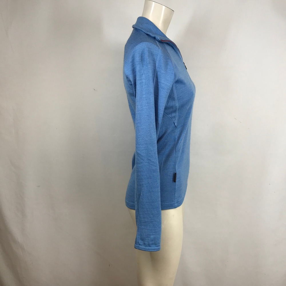 Icebreaker Sport 320 Blue 100% Merino Wool Quarter Zip Pullover WXS Thumbholes - Picture 4 of 10